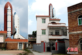 Illustration for article titled Chinese Man Builds a Space Shuttle Replica on His Roof